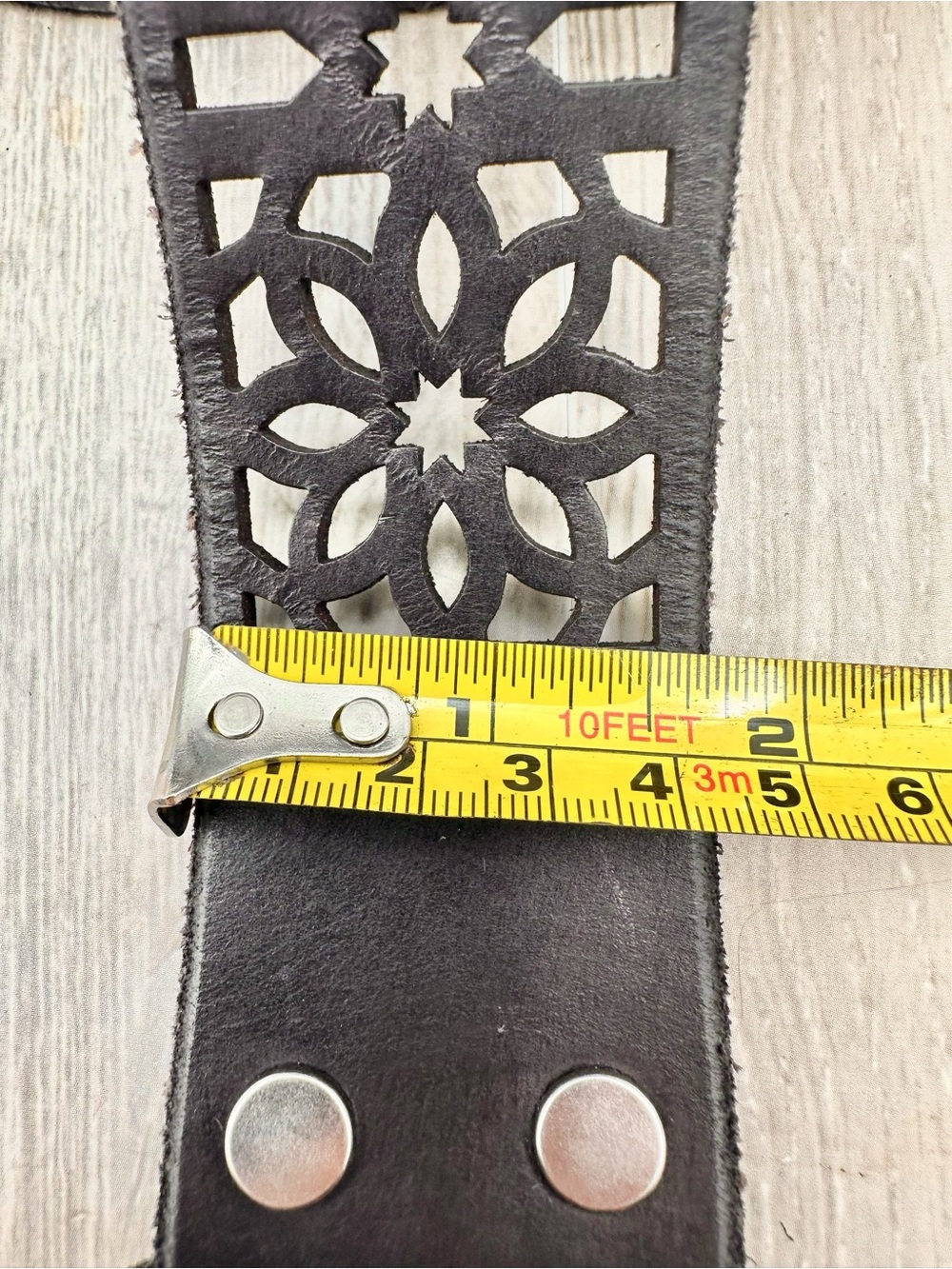 Lucky Brand Brown Leather Cutout Perferrated Boho Belt 90s Y2K | Size L - Picture 10 of 11
